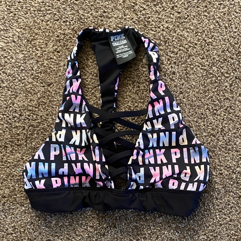 PINK Victoria's Secret Black Strappy Bikini Top